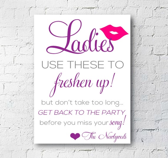 Wedding Bathroom Sign Ladies and Gentlemen Set Freshen Up