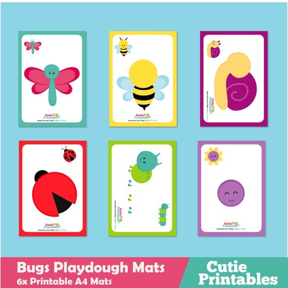 Cute Bugs Playdough Mats