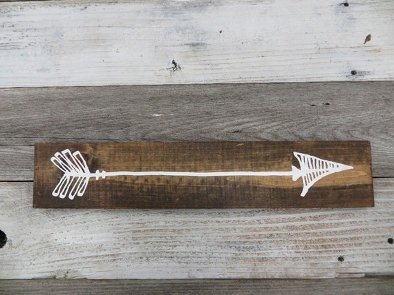 Whimsical Rustic Hand Painted Wood Arrow Sign