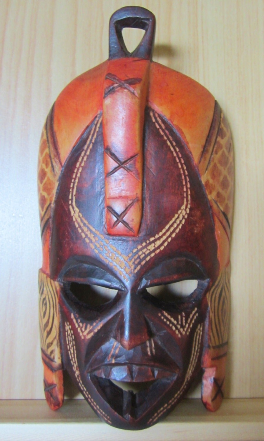 Vintage African Jambo Wood Tribal Mask carved in Kenya.The