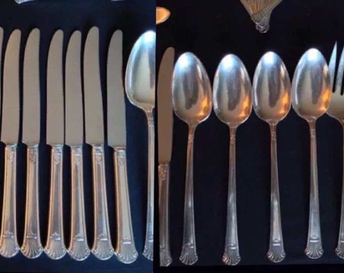 Storewide 25% Off SALE Antique 57pc International Silver Co. New Coventry Pattern Sterling Silver Flatware Service For 8 With Matching Servi