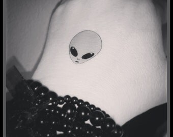 Alien tattoo temporary tattoo fake tattoo gray alien tattoo sci fi tattoo