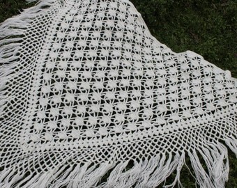 Hand crochet women shawl scarf wrap gift crocheted shrug capelet wrap white russian produce white pineapple Made to Order