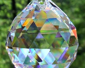 Asfour 40mm Full Lead Faceted Crystal Prism Ball, Crystal Ball, Sun Catcher, Feng Shui Crystal Prism
