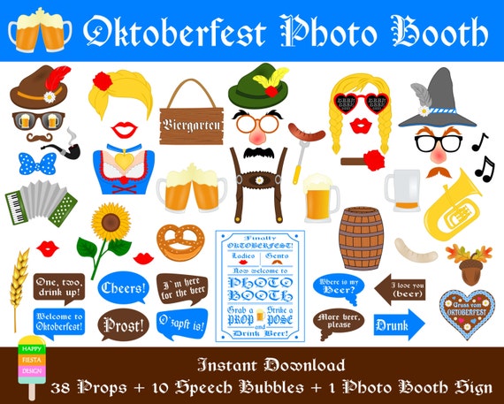 PRINTABLE Oktoberfest Photo Booth Props–Beer Photo Booth Sign-Printable German Beer Party Props-Beer Props-German Props-PDF-Instant Download