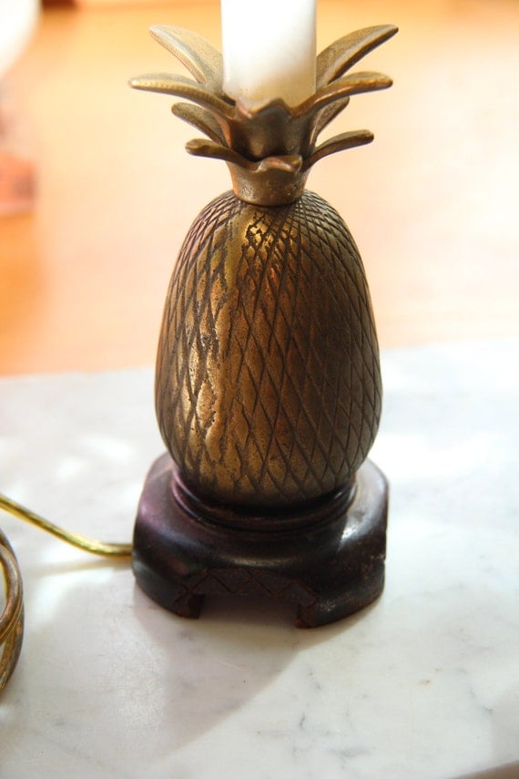 Small vintage brass pineapple table lamp with by MissMiasMenagerie