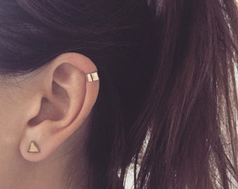 Plain Gold Ear cuff solid 9ct ear wrap jacket trend yellow gold carat minimal 9k helix