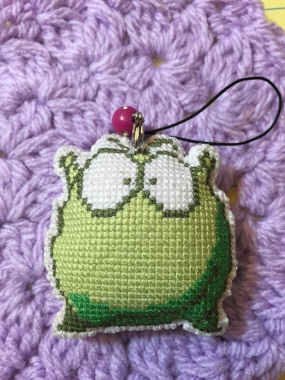 finished cross stitch keychain by on Etsy