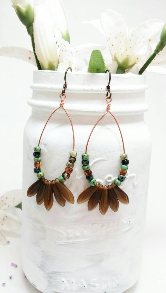 Bohemian Style Earrings Boho Chic Earrings By Happyelephantart 8770