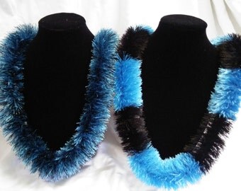 Eyelash Yarn Lei - Black & Turquoise