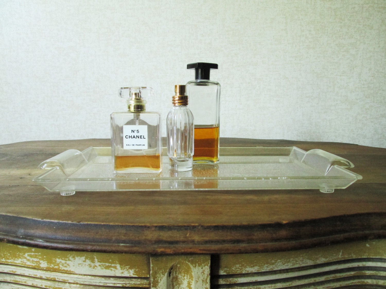 bathroom vanity tray Vanity Tray clear plastic lace pattern bedroom bathroom dressing
