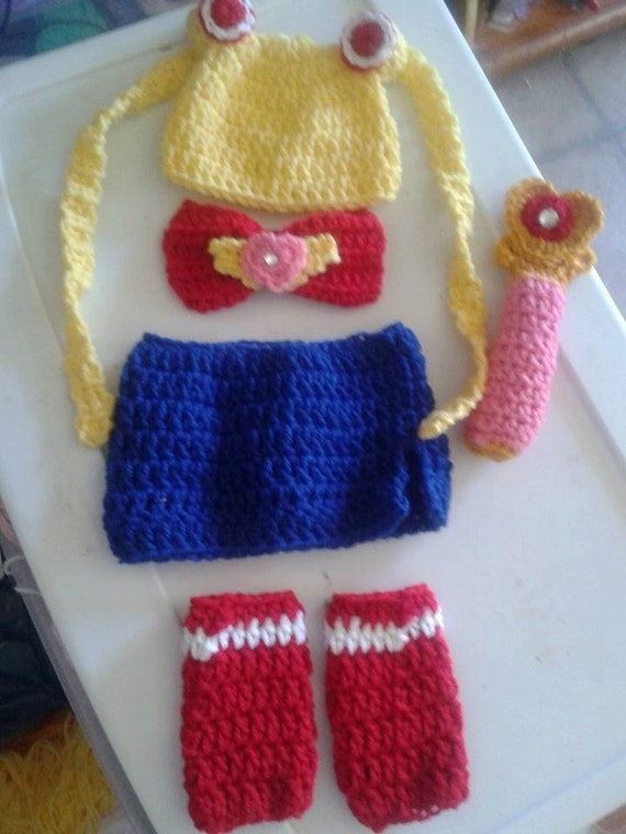 Crochet Sailor Moon baby outfit by DustysCrochetProps on Etsy
