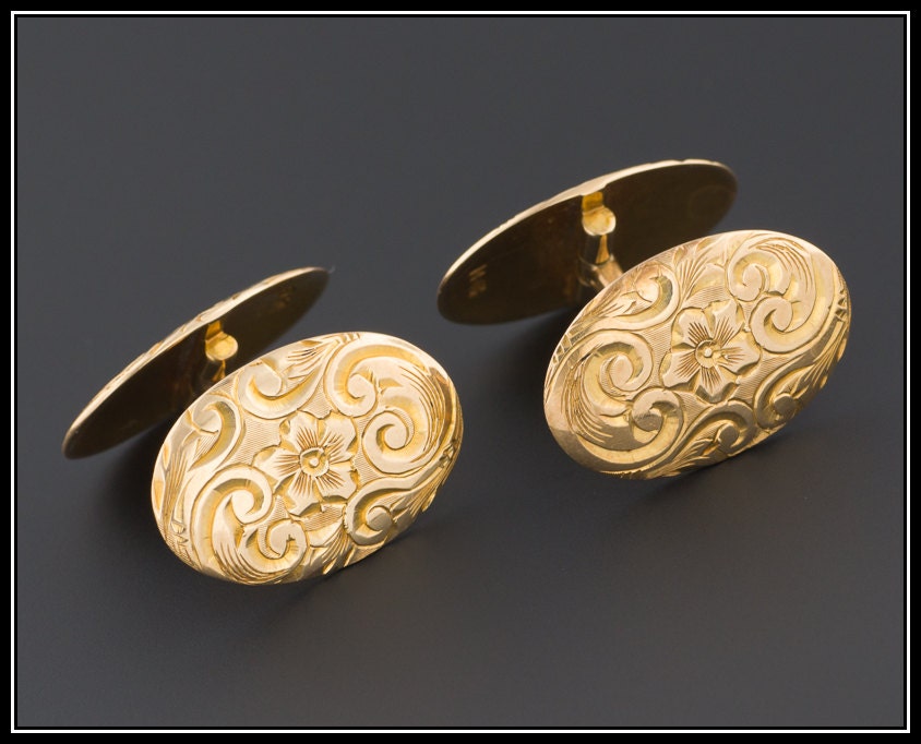 Antique 14k Gold Cufflinks by TrademarkAntiques on Etsy