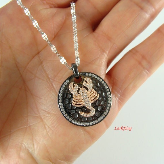 Sterling silver scorpion necklace scorpio necklace by LarkKing