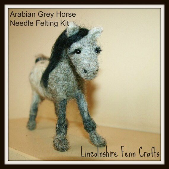 Grey Arabian Horse Needle Felting Kit needle by LincolnshireFenn