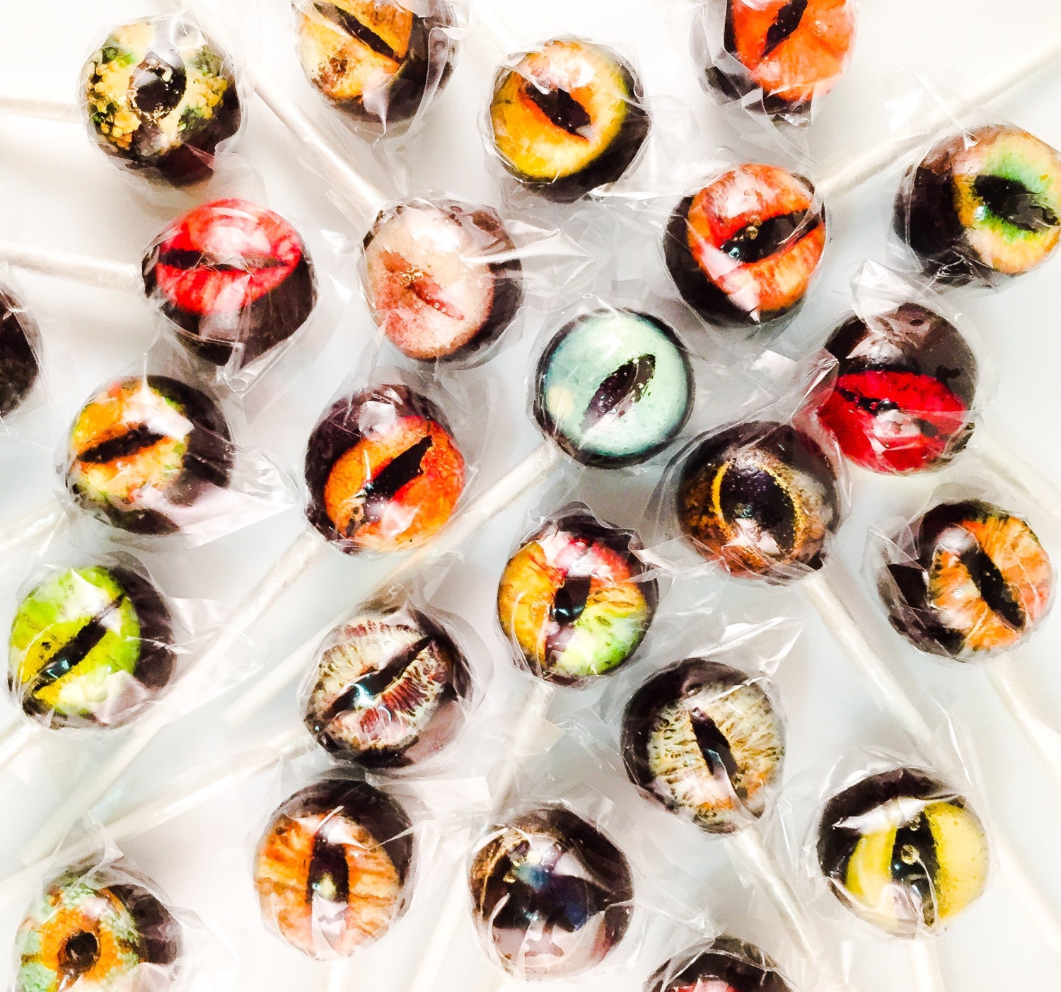 12 Creepy Eyeball Hard Candy Lollipops
