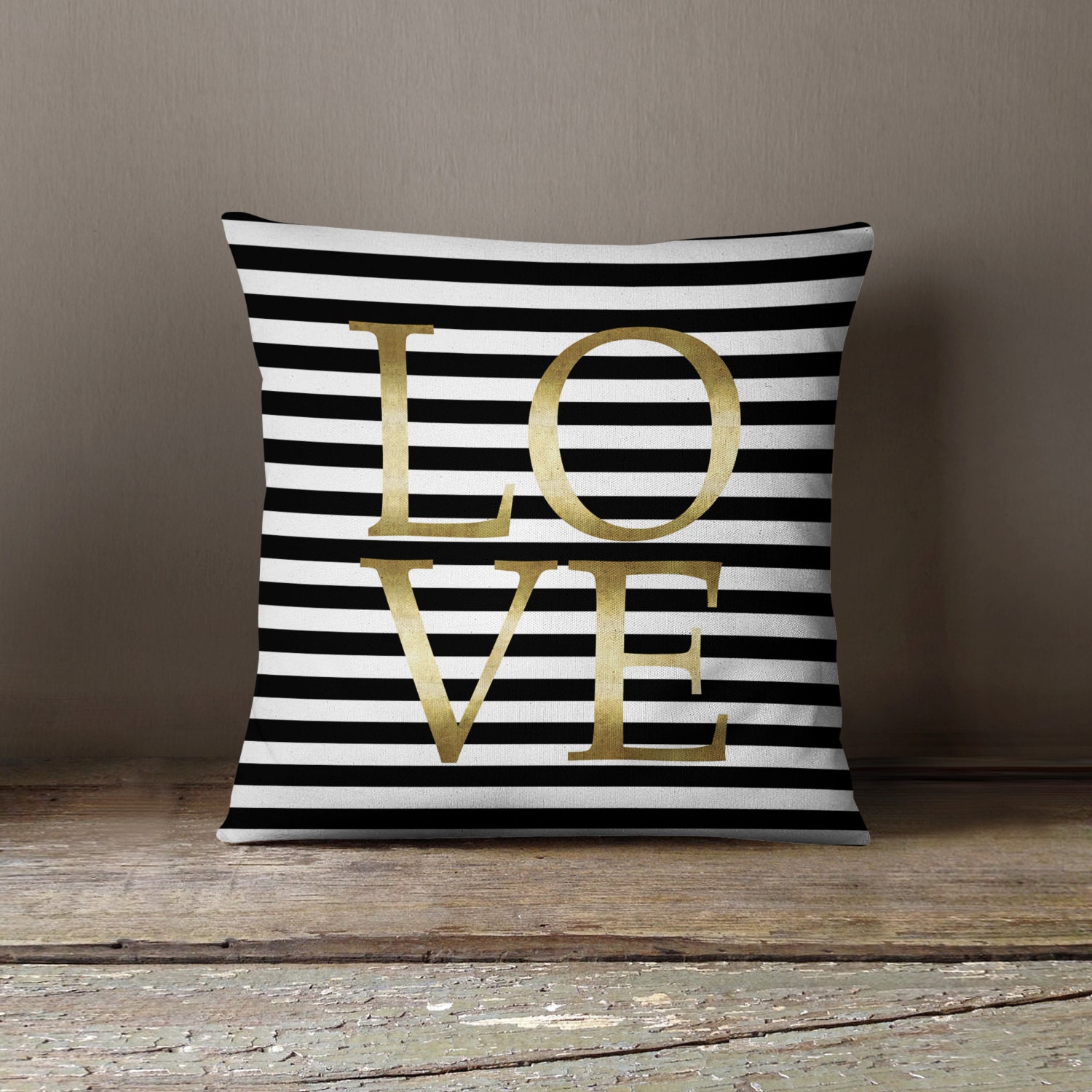 Love pillow cover black and white stripes by NastasiaDesigns