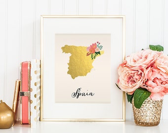 Spain Map Spain Art Spain Poster Spain Print Spain Printable Spain Postcard Printable map art Country Maps