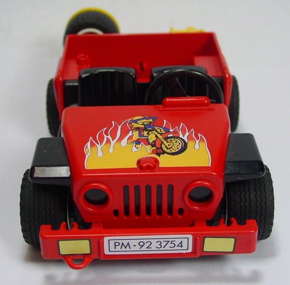 Playmobil jeep red motorcross racing set 3754 by Eclecticgoods4U