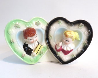 Vintage Relpo Sweethearts Planter, Fifties Ceramic Valentines Day Gift, Wedding Present, Bridal Shower Gift