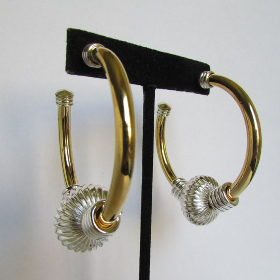 Vintage earring Gold with silver hoop earrings 90s by CRUZVINTAGE