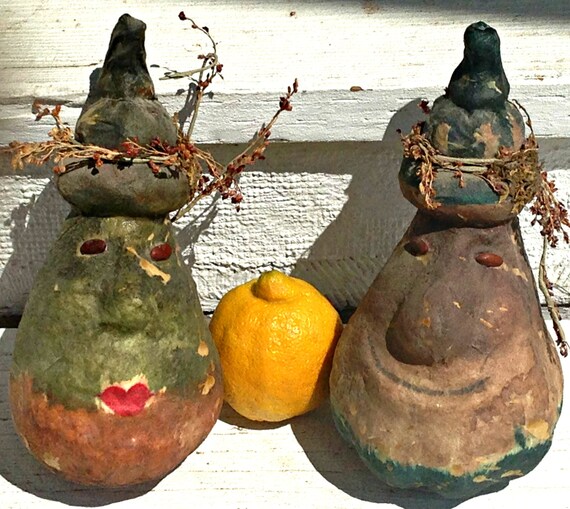 Items similar to Two Painted Gourds with Cute Faces on Etsy