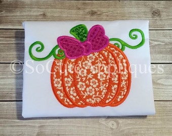 Embroidery design 4x4 5X7 6x10 Halloween applique, pumpkin applique, Pumpkin monogram, bow embroidery, Pumpkin embroidery, fall embroidery