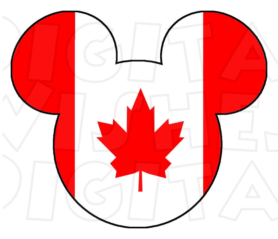Canada Mickey Mouse head ears flag Digital Iron on transfer