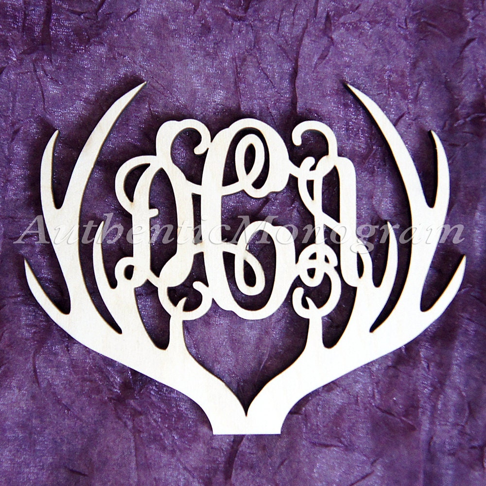 Moose Antlers Wooden Monogram 3 Letter By MonogramCustomArt