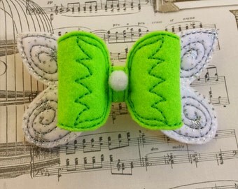 ITH tinkerbell inspired fairy bow Embellishment In the Hoop Embroidery Design file instant digital download cute kawaii feltie