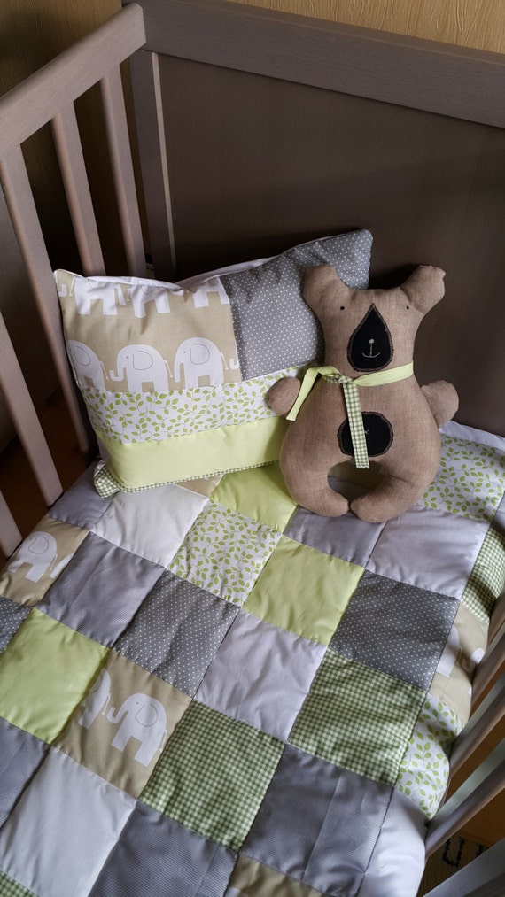 Modern Baby Quilt and Matching Pillow Spring by MiniBearDesign