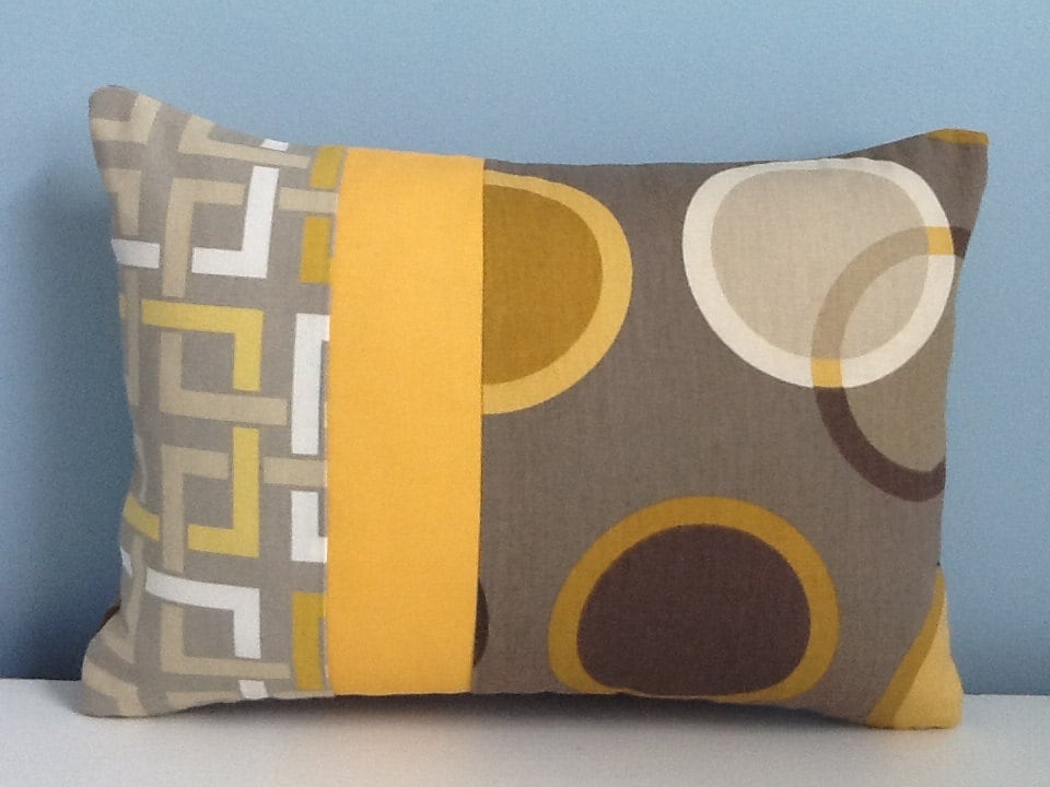 Mid century modern pillow cover. Brown & gold by sterlingstitchery
