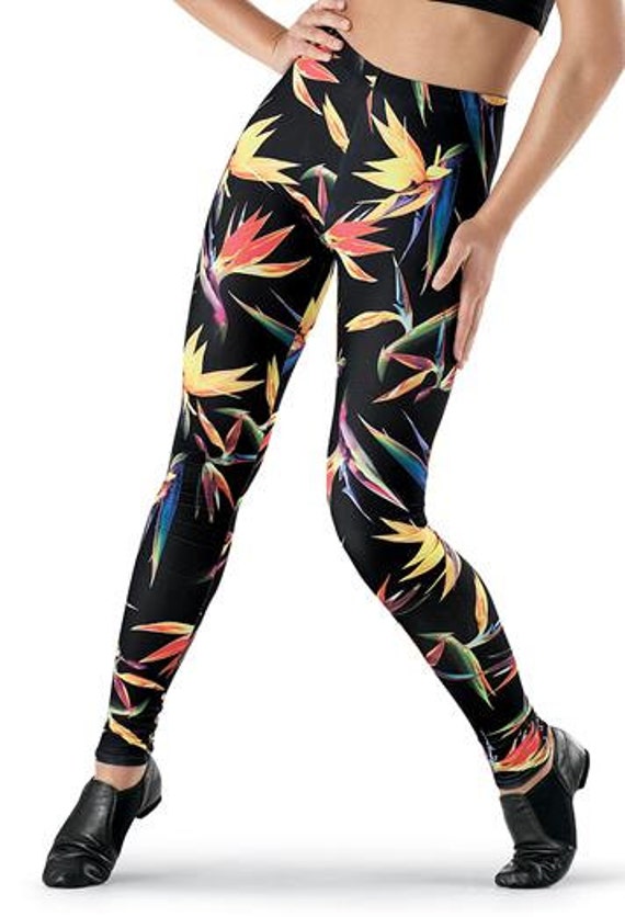 Exotic Colorful Flower Print Leggings Yoga by SmashingRetro