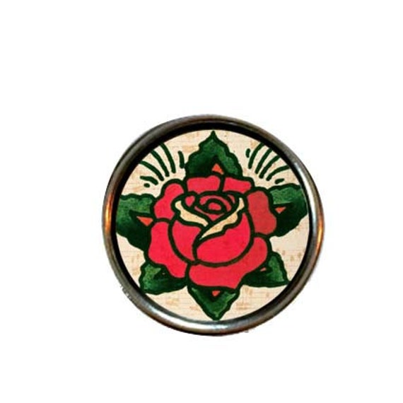 Items similar to Vintage rose tattoo snap leather snap bracelet noosa