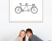 Tandem Bike in Neutral Colors Decor, Monochrome Art Print, Neutral Art Printable, Earth Brown Poster, Pastel Brown Print, Light Brown Art