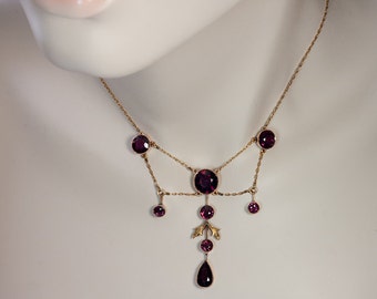 Antique Almandine Garnet and Gold Necklace