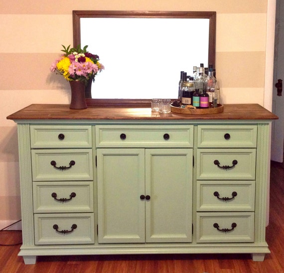 Items similar to Refinished 12 Drawer Buffet/Sideboard with Handcrafted Solid Wood Top on Etsy