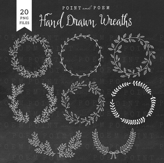 Wreath Clip Art Hand Drawn Chalkboard Laurel Clipart Wedding Rusticfloral Elements Leaves Wreath Clip Art Hand Drawn Chalkboard Laurel Clipart Wedding Rusticfloral Elements Leaves