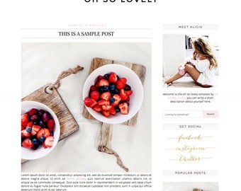 Premade Blogger Template - Instant Download - Oh So Lovely - Blogger Template - blogger theme - blog design - blogger blog template