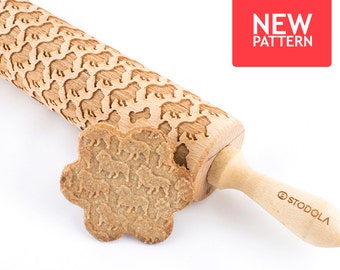 English Bulldog - Embossed, engraved rolling pin for cookies