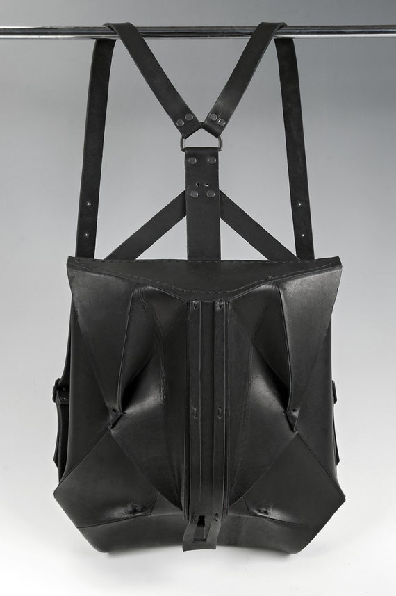 Black Leather Backpack ORBIO VIA