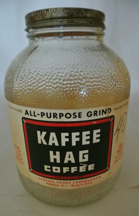 Kaffee Hag Vintage Coffee Jar. Vintage Glass Coffee Jar