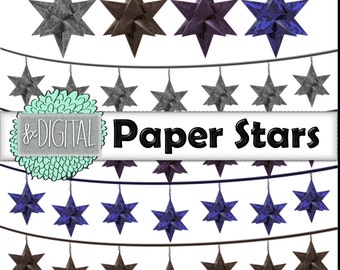 Star Clipart - Star Light Clipart, Paper Star Clipart, String Light Clipart, Nautical Star Clipart, Nautical Star Graphic, String Lights