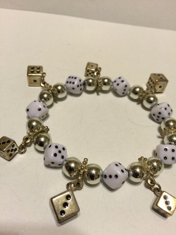 Handmade Dice Charm Bracelet stretchy Dice by TheVintageGodmother