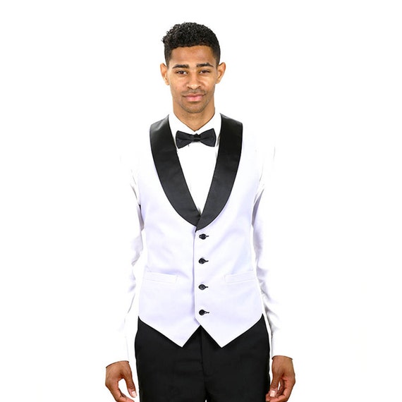 Mens lavender full tuxedo vest with black lapel