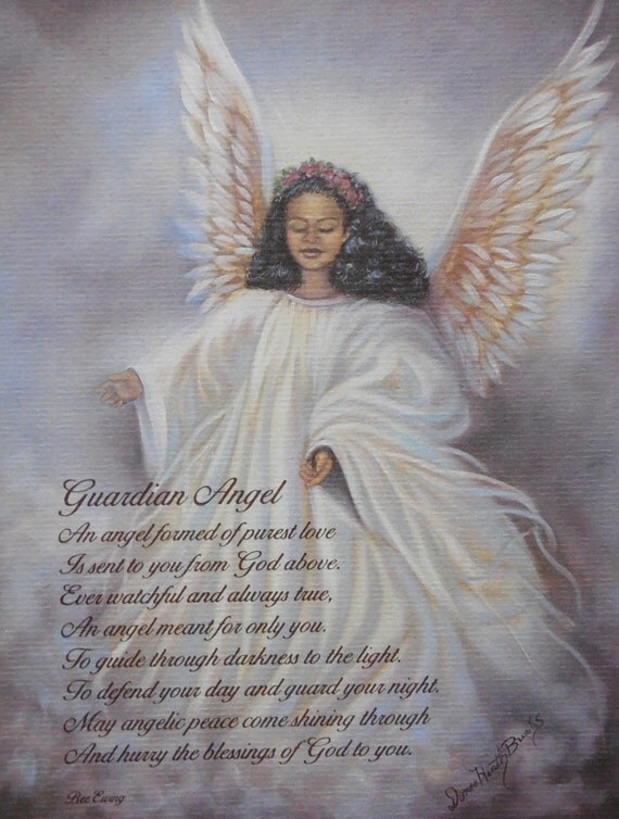 Guardian Angel African American Fine Art Print 8x10
