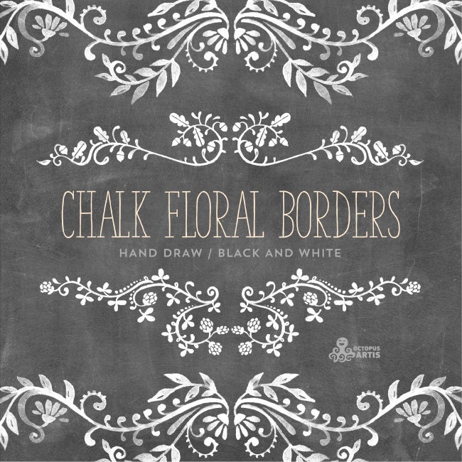 chalk floral borders 7 digital clipart hand draw bbq christmas ornaments