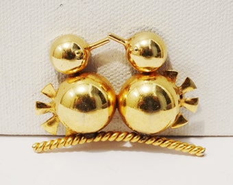 Free Shipping Vintage Gold Tone Bird Brooch.