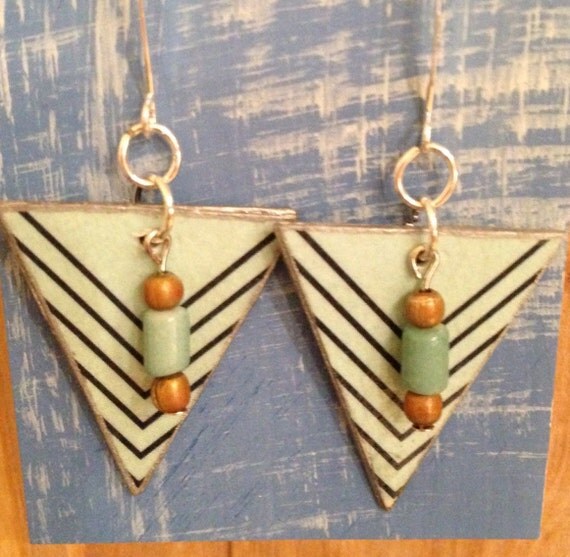 Upcycled Cardboard Triangle Earrings by NCSustainableStyle