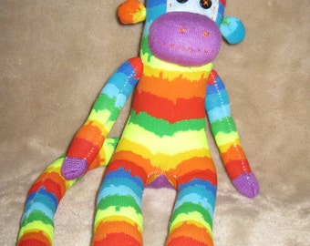 Rainbow sock monkey | Etsy